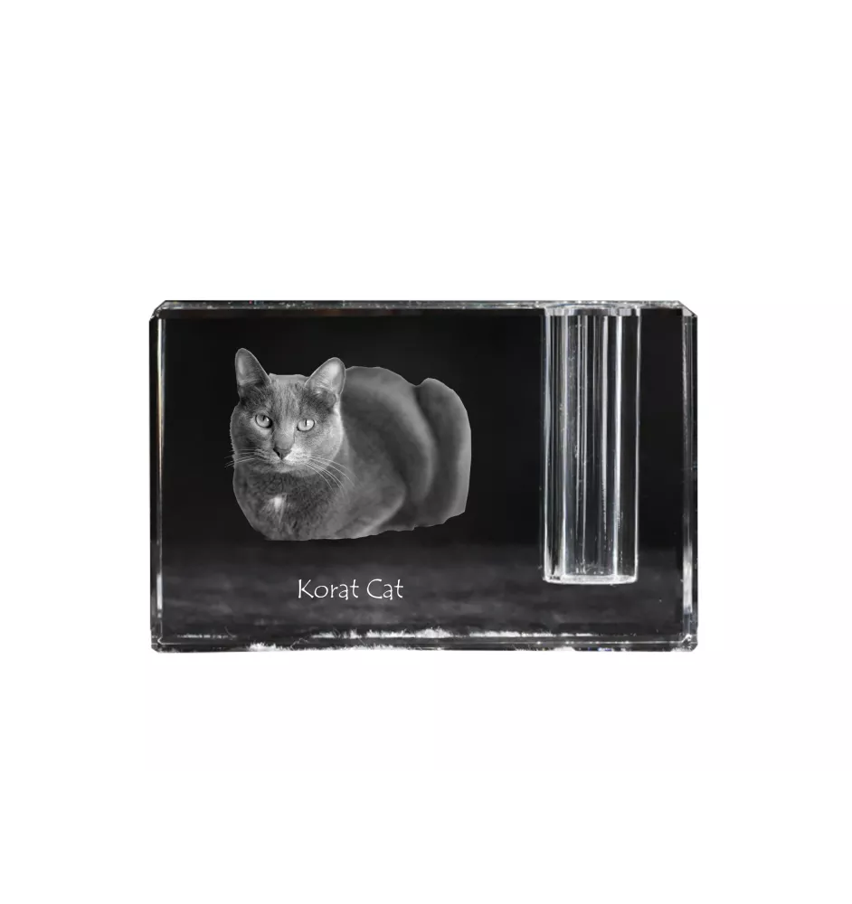 Korat Katze - Stifthalter, Kristallorganizer mit Katzenfoto, einzigartige Schreibtischdekoration der Marke Art-Dog