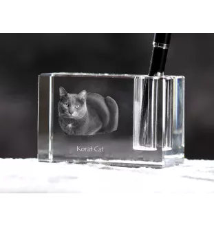 Chat Korat - Porte-stylos, organiseur en cristal avec photo de chat, décoration de bureau unique par la marque Art-Dog