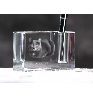 Chat Korat - Porte-stylos, organiseur en cristal avec photo de chat, décoration de bureau unique par la marque Art-Dog