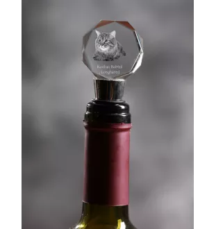 Kurilian bobtail longhaired - Bottle stopper, crystal wine stopper with cat photo, personalised gift for bartender by Art-Dog brand