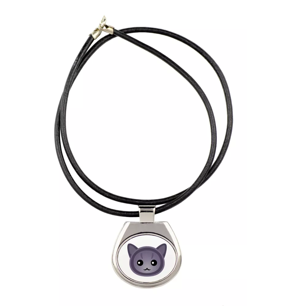 Korat - collier pendentif avec une illustration sur une chaîne en cuir de la marque Art-Dog