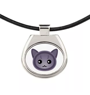 Korat - collier pendentif avec une illustration sur une chaîne en cuir de la marque Art-Dog