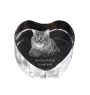 Kurilian bobtail longhaired - crystal clock with a picture of a cat, heart-shaped shelf clock, personalized standing clock by Art-Dog brand