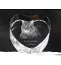 Kurilian bobtail longhaired - crystal clock with a picture of a cat, heart-shaped shelf clock, personalized standing clock by Art-Dog brand