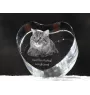 Kurilianer Bobtail langhaarig - Kristalluhr mit Katzenbild, Herzregal-Uhr, personalisierte Standuhr von Art-Dog.