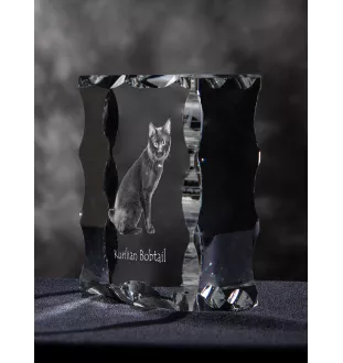 Kurilianer Bobtail - Kristall mit Katzenbild, Glasstatuette mit Bild, einzigartiger Bilderrahmen der Marke Art-Dog