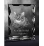 Kurilian bobtail à poil long - cristal avec une photo de chat, une statuette en verre avec une photo, un cadre exceptionnel avec une photo de la marque Art-Dog