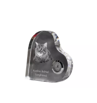 Kurylski bobtail długowłosy zegar w kształcie serca z kotem Art-Dog