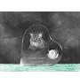 Kurilian bobtail longhaired - crystal clock with a picture of a cat, heart-shaped shelf clock, personalized standing clock by Art-Dog brand