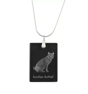 Bobtail kurilien - Crystal pendant with cat, silver necklace with photo, personalised pendant by Art-Dog brand