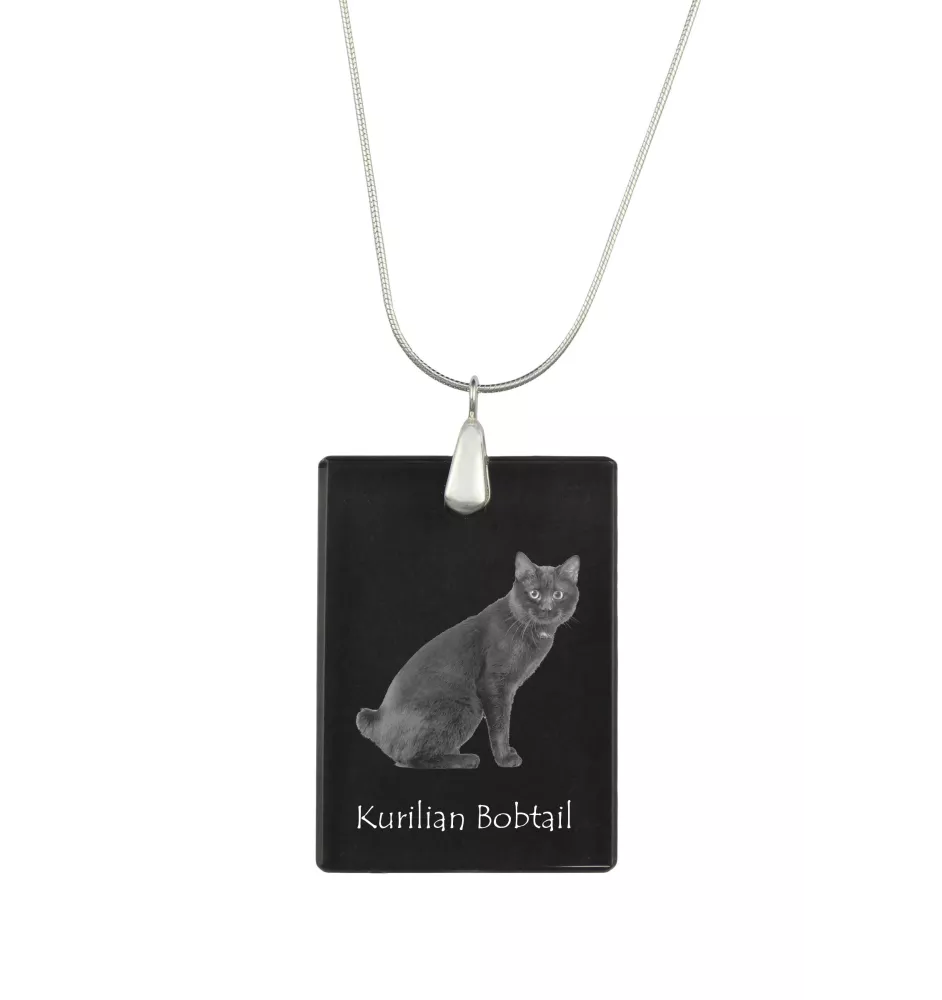 Bobtail kurilien - Crystal pendant with cat, silver necklace with photo, personalised pendant by Art-Dog brand