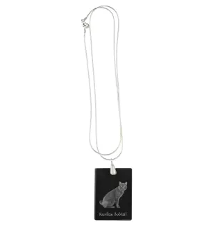 Kurilian bobtail - Crystal pendant with cat, silver necklace with photo, personalised pendant by Art-Dog brand