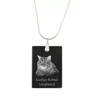 Kurilianer Bobtail langhaarig - Crystal pendant with cat, silver necklace with photo, personalised pendant by Art-Dog brand