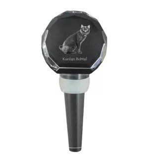 Kurilian bobtail - Crystal bottle stopper with cat, unique wine stopper with photo, personalised gift for sommelier by Art-Dog brand