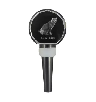 Kurilian bobtail - Crystal bottle stopper with cat, unique wine stopper with photo, personalised gift for sommelier by Art-Dog brand