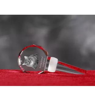 Kurilian bobtail longhaired - Crystal bottle stopper with cat, unique wine stopper with photo, personalised gift for sommelier by Art-Dog brand