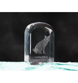 Bobtail kurilien - un cube en cristal avec une photo, une photo de chat dans le cristal, un presse-papiers cubique de la marque Art-Dog