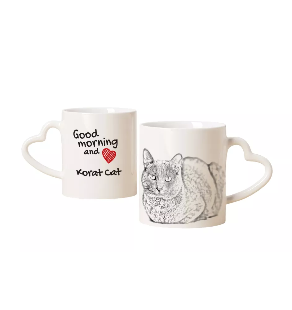 Korat Tasse mit Katze, entzückende Tasse mit herzförmigem Henkel, universelles Geschenk der Marke Art-Dog