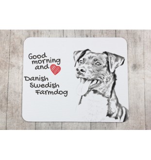 Chien de ferme dano-suédois, Dansk-svensk gårdshund - tapis de souris personnalisé avec impression, tapis de souris personnalisé avec chien, accessoire unique pour employé de bureau de la marque Art-D