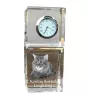 Kurilian bobtail à poil long - montre en cristal avec photo, photo de chat dans le cristal, horloge de bureau personnalisée de la marque Art-Dog