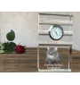 Kurilian bobtail à poil long - une horloge en verre avec une photo, une photo de chat dans un cristal, une horloge de bureau personnalisée de la marque Art-Dog