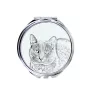 Korat Cat - pocket mirror with a cat, personalized mirror for a purse, compact mirror with Art-Dog brand print