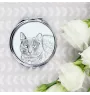 Korat Katze - Taschenspiegel mit Katze, personalisierter Taschenspiegel, kompakter Spiegel mit Art-Dog-Logo