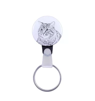 Kurilianer Bobtail langhaarig - handgefertigter Schlüsselanhänger mit dem Bildnis einer Katze, Taschenanhänger, Produkt der Marke Art-Dog