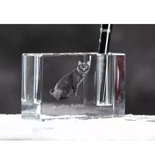 Bobtail kurilien - Porte-stylos, organiseur en cristal avec photo de chat, décoration de bureau unique par la marque Art-Dog