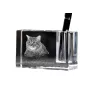 Kurilian bobtail à poil long - Porte-stylos, organiseur en cristal avec photo de chat, décoration de bureau unique par la marque Art-Dog
