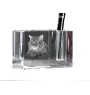 Kurilianer Bobtail langhaarig - Stifthalter, Kristallorganizer mit Katzenfoto, einzigartige Schreibtischdekoration der Marke Art-Dog