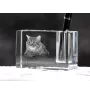 Kurilian bobtail à poil long - Porte-stylos, organiseur en cristal avec photo de chat, décoration de bureau unique par la marque Art-Dog