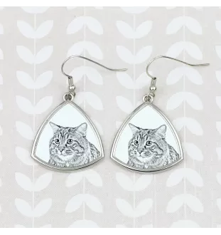 Kurilianer Bobtail langhaarig - Katzenohrringe, hängende Ohrringe mit Bild, personalisierter Schmuck mit dem Aufdruck der Marke Art-Dog
