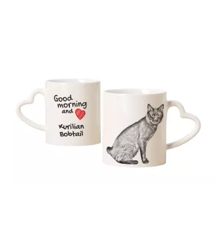 Kurilianer Bobtail I Tasse mit Katze, entzückende Tasse mit herzförmigem Henkel, universelles Geschenk der Marke Art-Dog