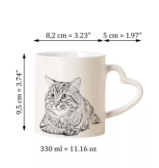 Kurilianer Bobtail Tasse mit Katze, entzückende Tasse mit herzförmigem Henkel, universelles Geschenk der Marke Art-Dog