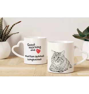 Kurilianer Bobtail Tasse mit Katze, entzückende Tasse mit herzförmigem Henkel, universelles Geschenk der Marke Art-Dog