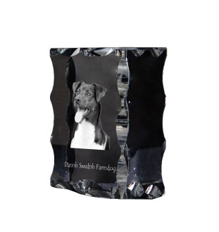 Danish-Swedish Farmdog - crystal with a picture of a dog, glass statuette with a picture, unique frame with a picture from Art-Dog brand