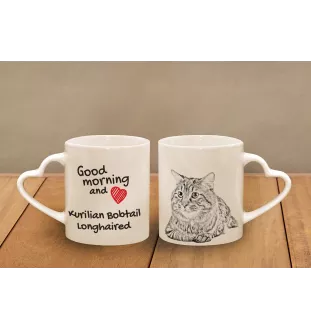 Kurilianer Bobtail Tasse mit Katze, entzückende Tasse mit herzförmigem Henkel, universelles Geschenk der Marke Art-Dog