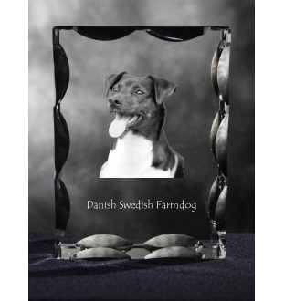 Danish-Swedish Farmdog - crystal with a picture of a dog, glass statuette with a picture, unique frame with a picture from Art-Dog brand