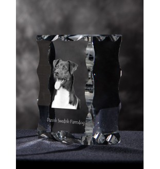 Chien de ferme dano-suédois, Dansk-svensk gårdshund - cristal avec photo de chien, statuette en verre avec photo, cadre exceptionnel avec photo de la marque Art-Dog