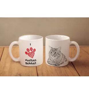 Kurilian bobtail - cup with a cat, cute cup with graphics, a gift with your photo from the Art-Dog brand