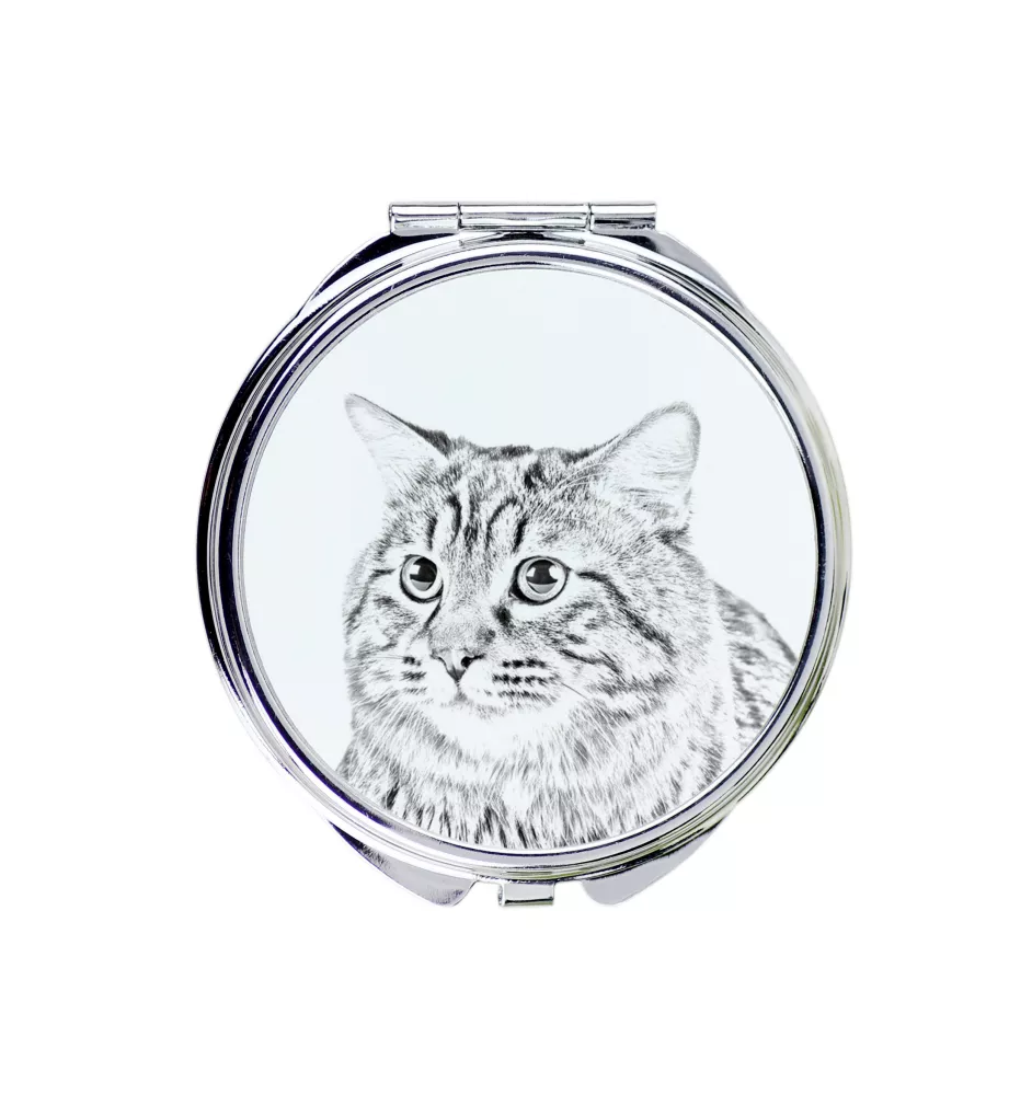 Kurilian bobtail à poil long - miroir de poche avec un chat, miroir personnalisé pour sac à main, miroir compact avec impression de la marque Art-Dog