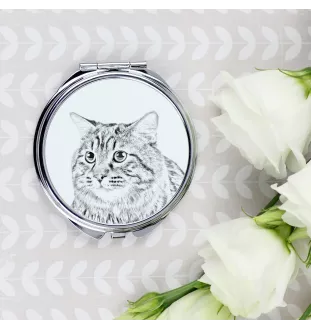 Kurilian bobtail à poil long - miroir de poche avec un chat, miroir personnalisé pour sac à main, miroir compact avec impression de la marque Art-Dog