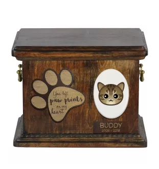 Li Hua - Dragon Li drewniana urna z kotem Art-Dog