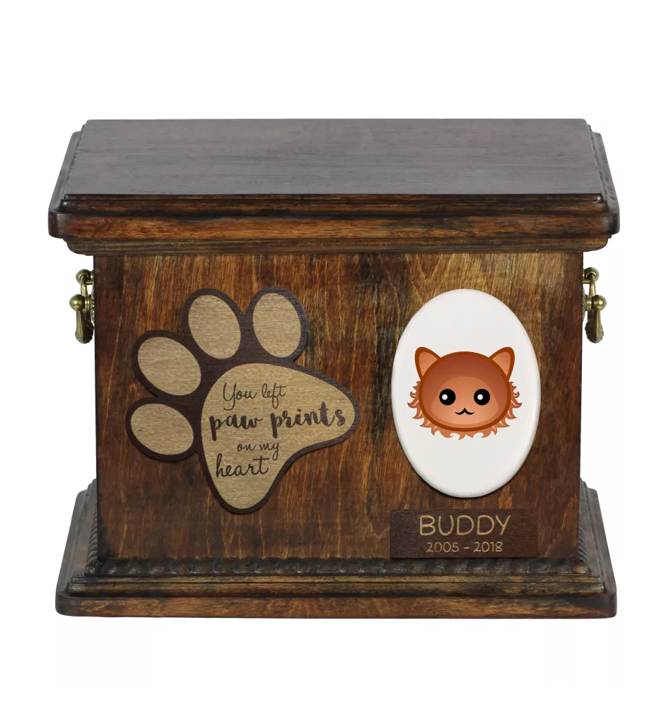 Laperm - urn for cat ashes, personalized urn with engraving, commemorative box for cat ashes by Art-Dog brand