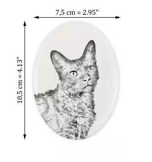 Chat LaPerm - une plaque commémorative avec une photo de chat, une plaque funéraire avec une impression, une plaque ovale personnalisée de la marque Art-Dog
