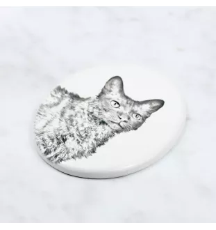 LaPerm Cat - commemorative plaque with a cat photo, tombstone with a print, personalized oval plaque from the Art-Dog brand