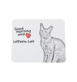 LaPerm Cat - mouse pad with print, personalized cat pad, unique gadget for an office worker from the Art-Dog brand