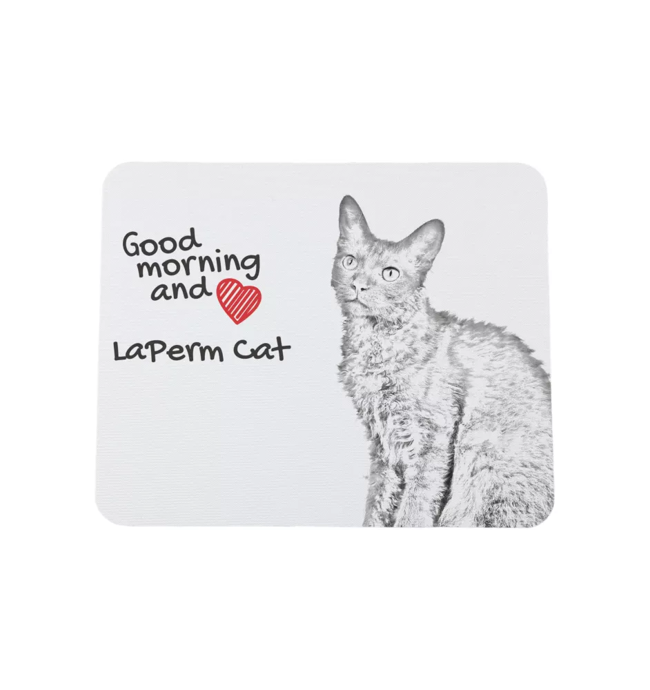 LaPerm Cat - mouse pad with print, personalized cat pad, unique gadget for an office worker from the Art-Dog brand