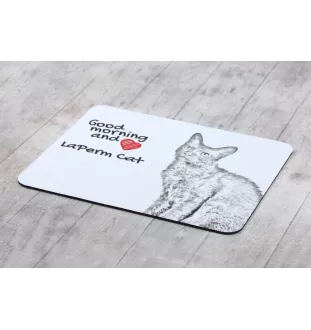 LaPerm Cat - mouse pad with print, personalized cat pad, unique gadget for an office worker from the Art-Dog brand